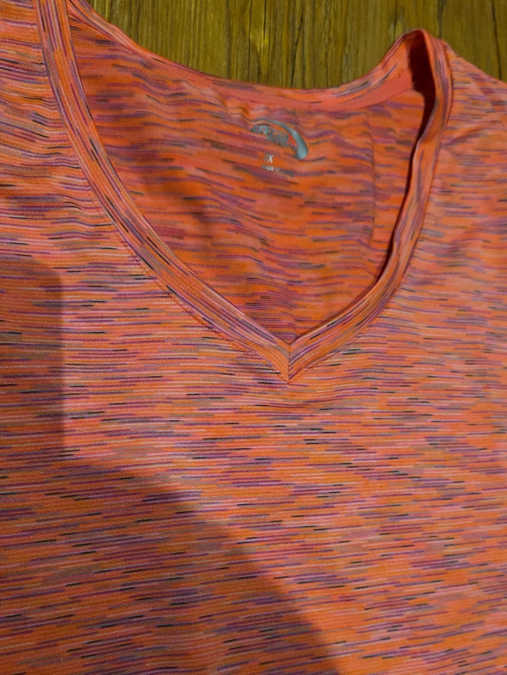 Women's Coral Space-Dye V-Neck Tee - Picture 2 of 5